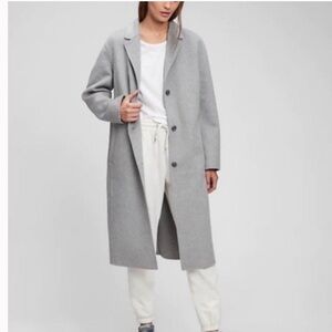 GAP Gray Long overcoat, single-breasted wool-blend size Large